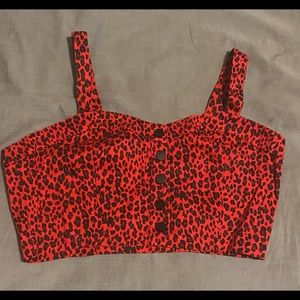 Red and Black leopard half shirt